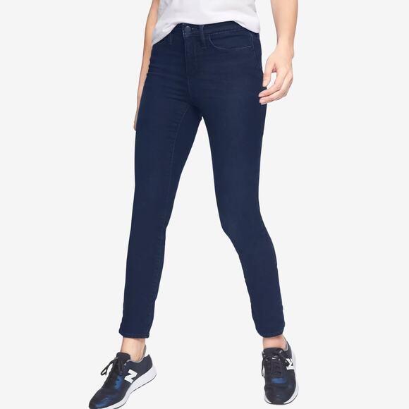 Athleta Sculptek Skinny Jeans Size 8 Overdye Wash Dark Blue Comfy Athleisure - Picture 3 of 4